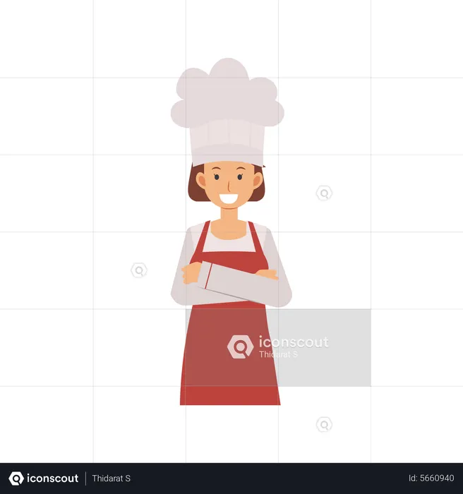 Female Chef With Crossed Arms  Illustration