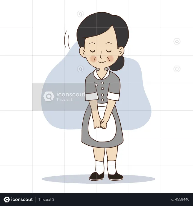 Female cleaner saying thank you  Illustration