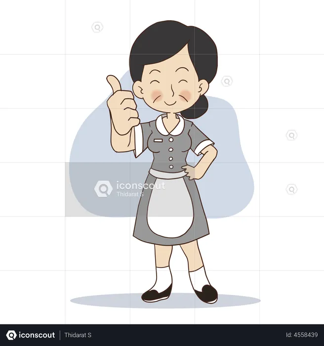Female cleaner showing thumb up  Illustration