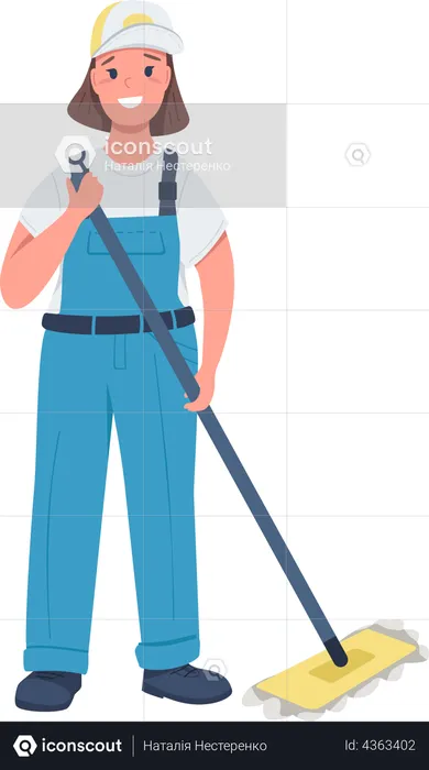Female cleaning service worker  Illustration