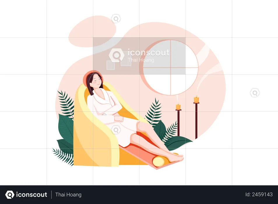 Female client relaxing in comfortable chair  Illustration