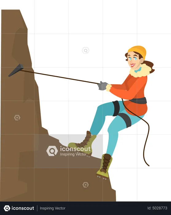 Female climbing mountain  Illustration