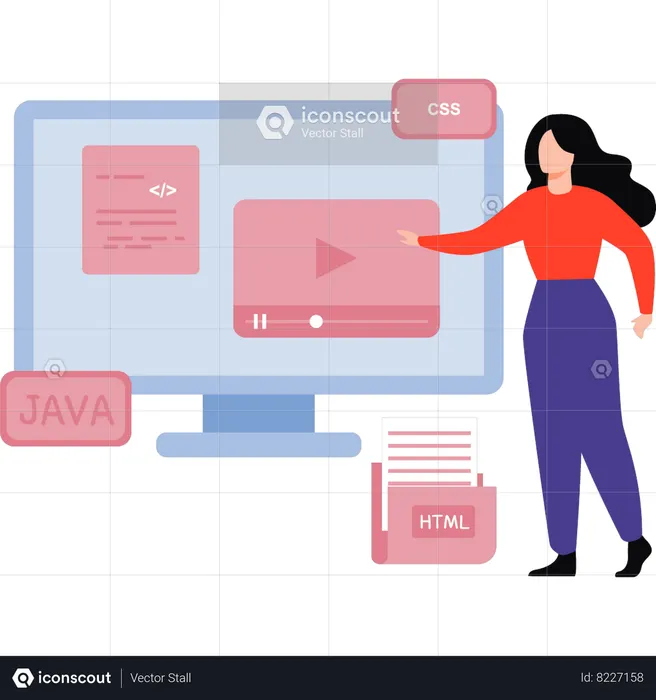 Female coder is working  Illustration