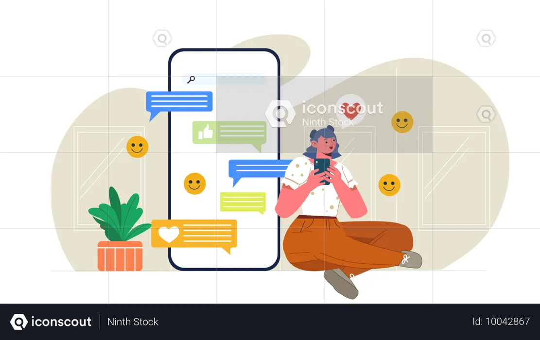 Female Communication on mobile  Illustration