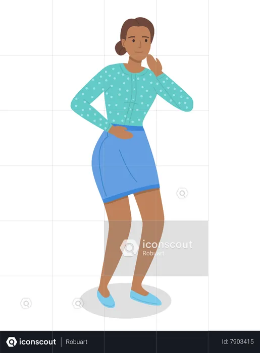 Female complains of a abdominal pain  Illustration