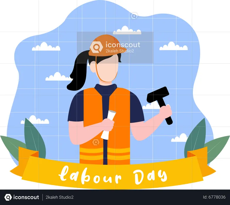 Female construction worker  Illustration