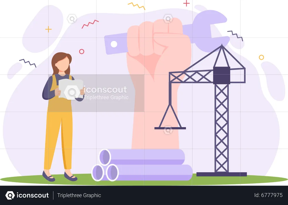 Female Construction worker  Illustration