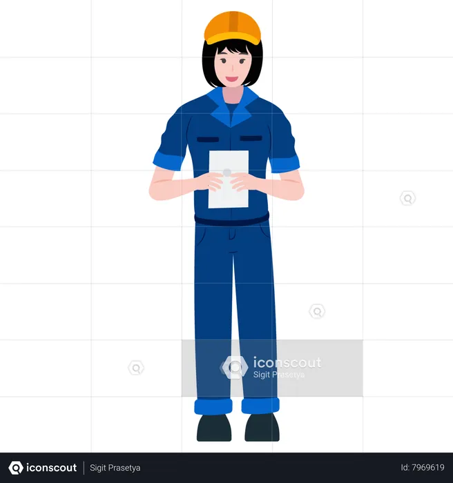 Female Constructor holding plan  Illustration
