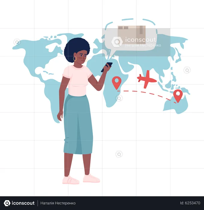 Female consumer tracking package  Illustration