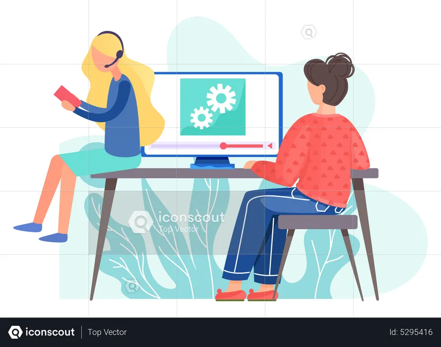 Female content creators working together  Illustration