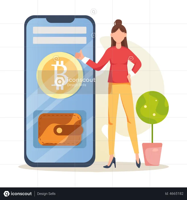 Female crypto investor  Illustration