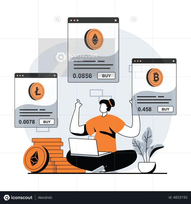 Female crypto investor  Illustration