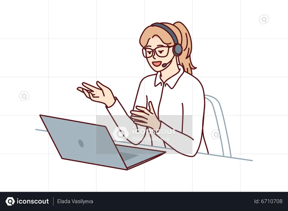 Female customer care executive talking to customer  Illustration