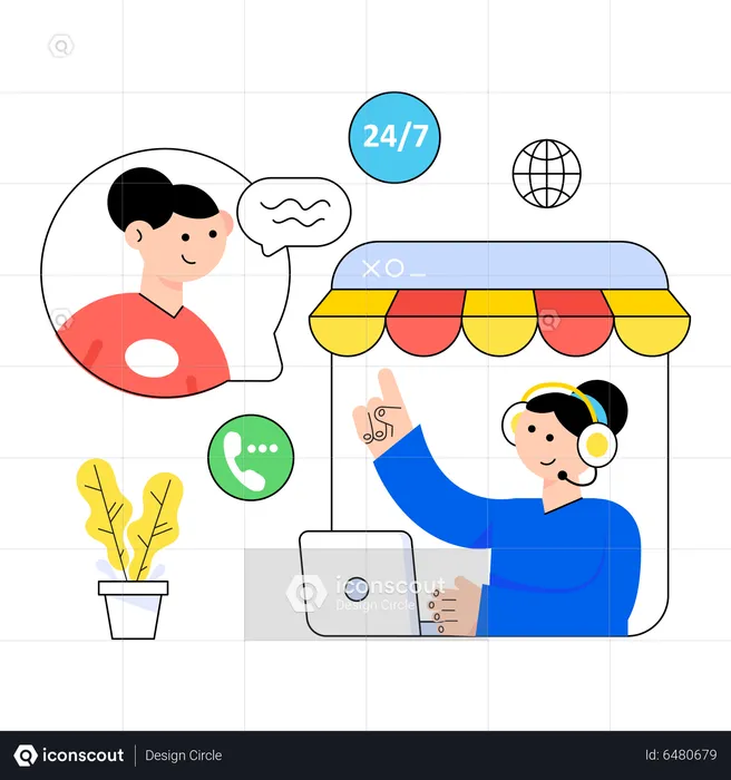 Female customer support agent  Illustration