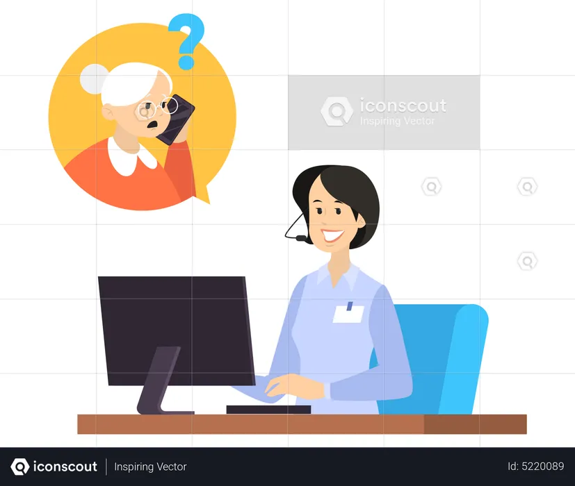 Female customer support employee  Illustration