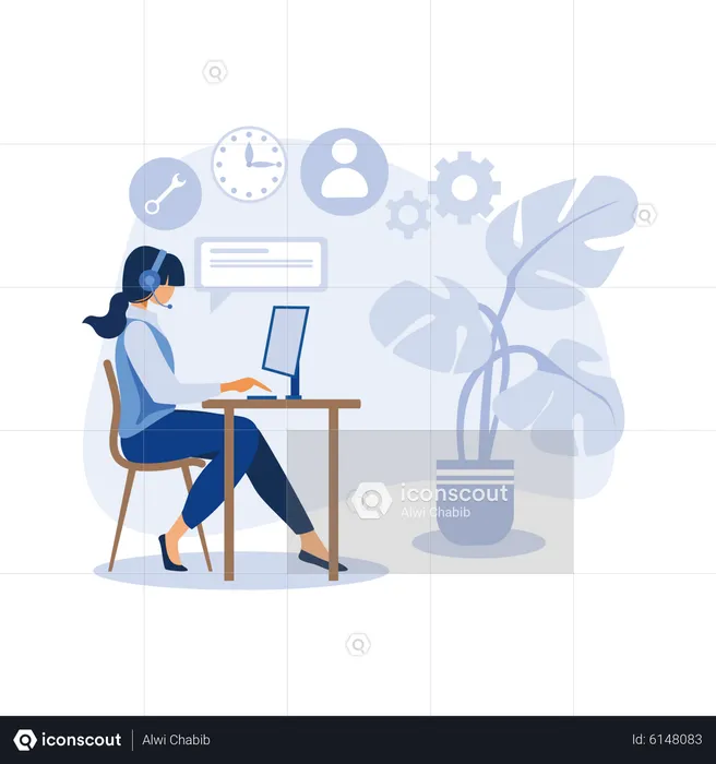 Female customer support executive  Illustration