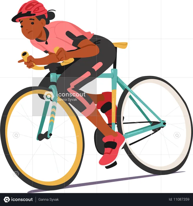 Female cyclist enjoying cycle ride  Illustration