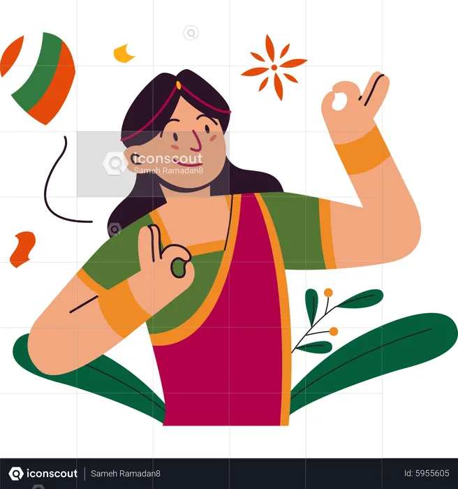 Female dancer dancing on Indian republic day  Illustration