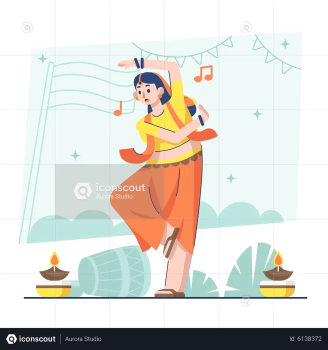 Female dancer dancing on Indian republic day  Illustration