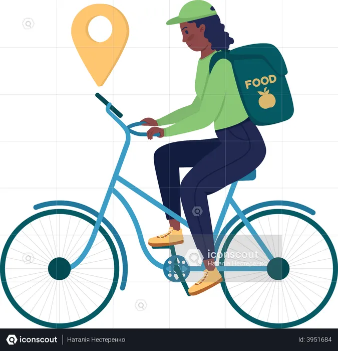Female delivery agent navigating through gps  Illustration