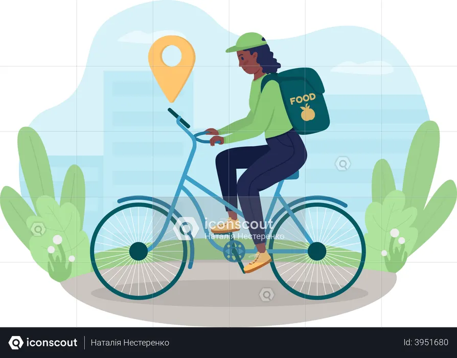 Female delivery executive reaching delivery destination  Illustration