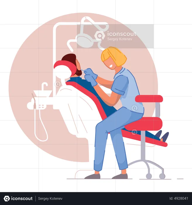 Female Dentist Checkup to patient  Illustration