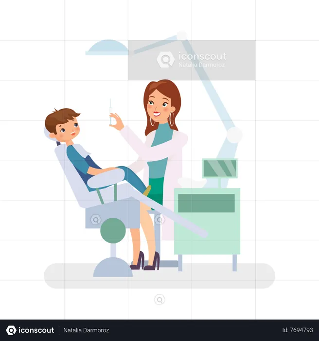 Female dentist checkup to patient  Illustration