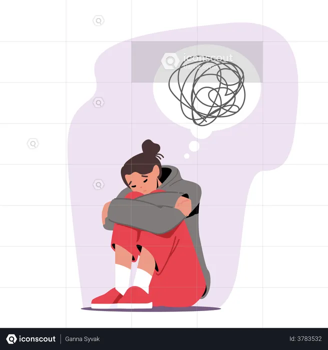 Female Depression And Stress  Illustration