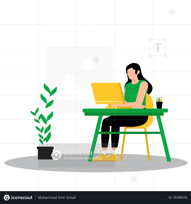 Female designer making design on computer  Illustration