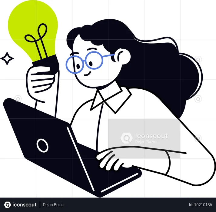 Female Designer thinking Best idea  Illustration