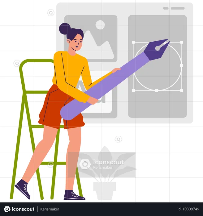 Female designer working on web UI Development  Illustration