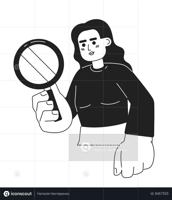 Female detective magnifying glass  Illustration