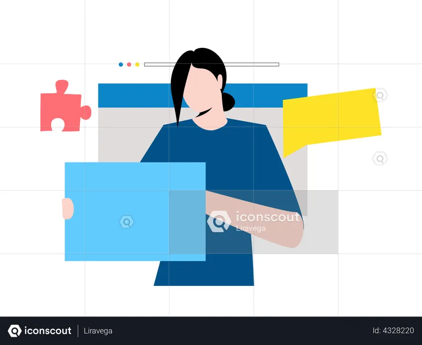 Female developer doing web development  Illustration