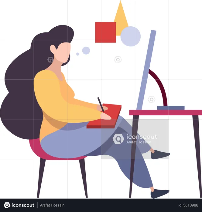 Female developer working  Illustration