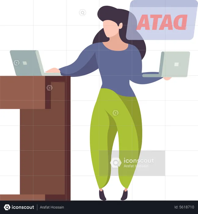 Female developer working on QA testing  Illustration