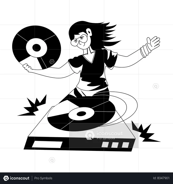 Female DJ  Illustration