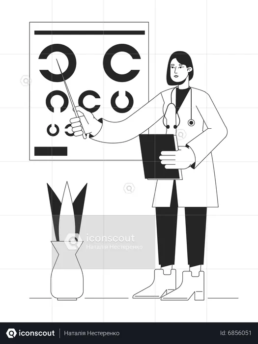 Female doctor at Ophthalmology clinic  Illustration