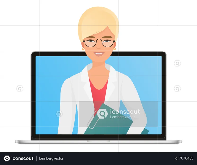 Female doctor available for online consultation  Illustration