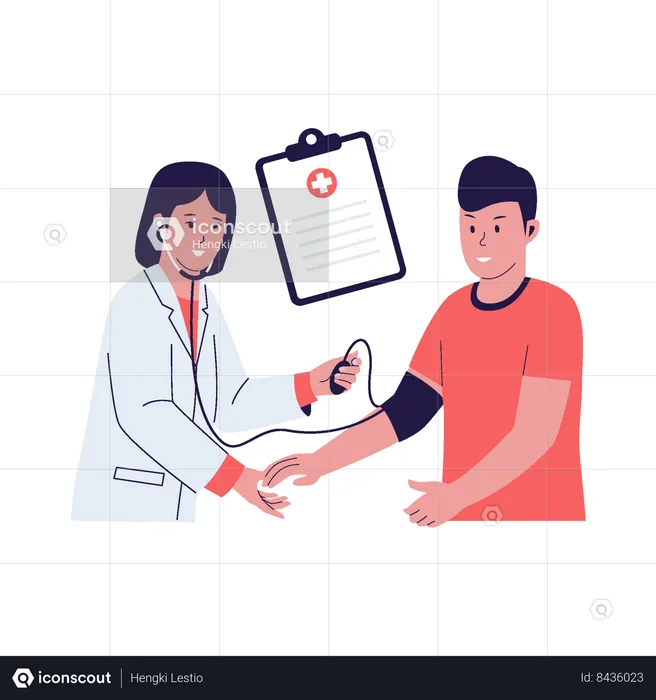 Female doctor checking blood pressure  Illustration