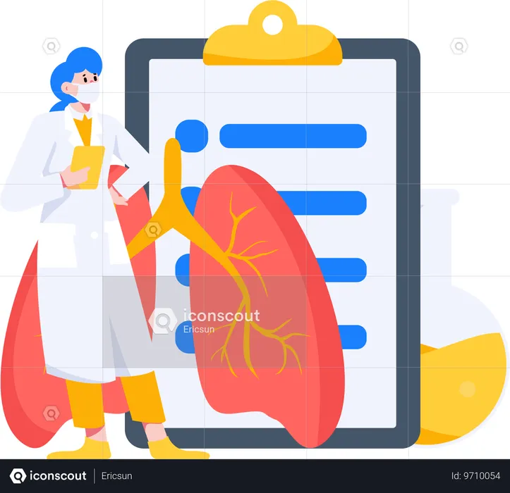 Female doctor checking lungs report  Illustration