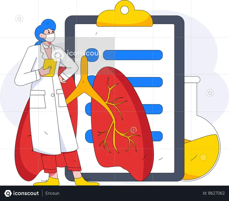 Female doctor checking lungs report  Illustration