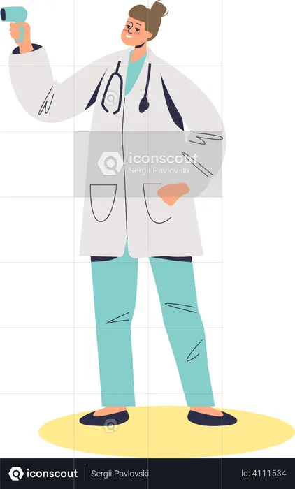 Female doctor checking temperature  Illustration