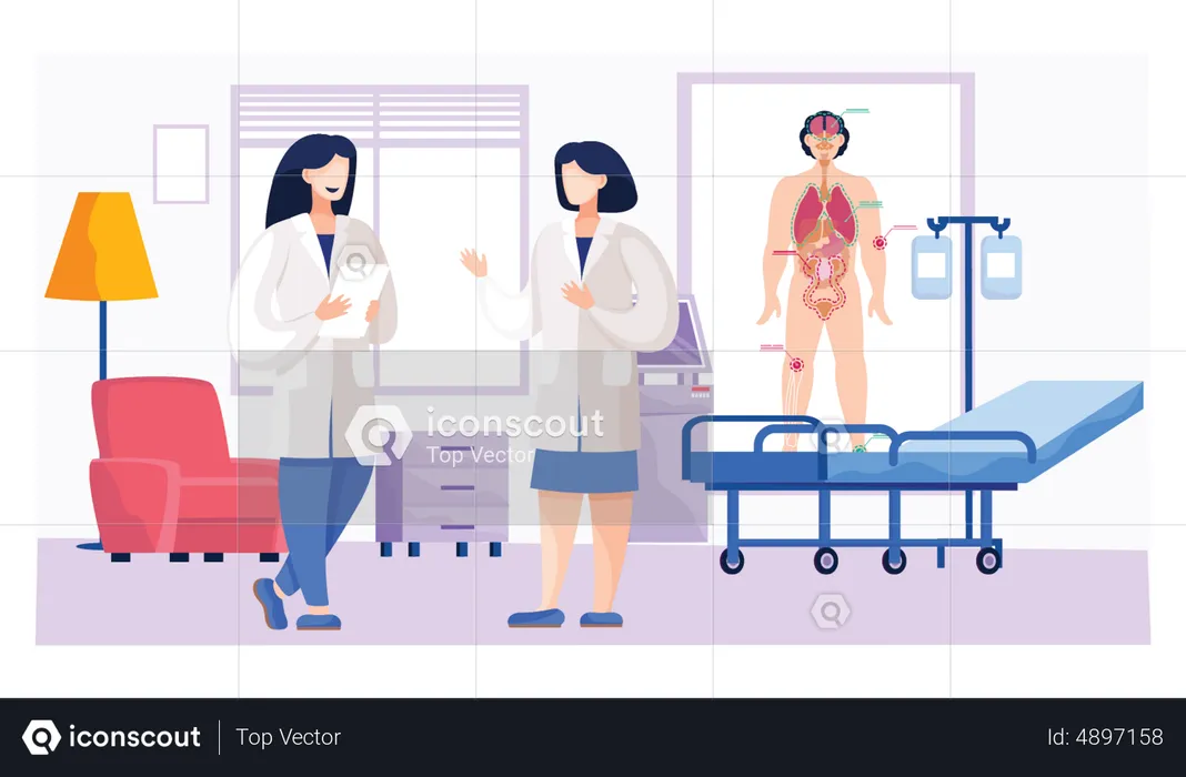 Female doctor discussing about human anatomy  Illustration