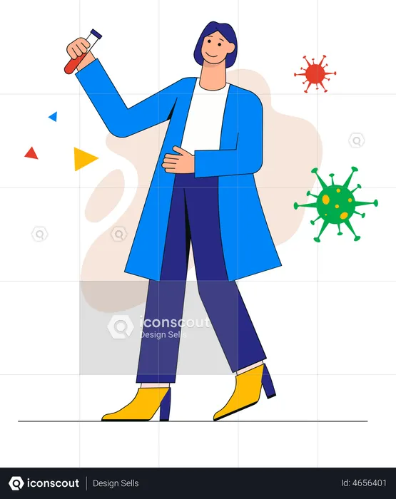 Female doctor doing corona laboratory test  Illustration