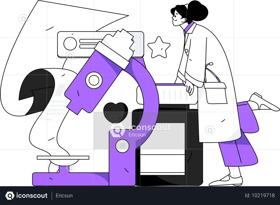 Female doctor doing medical research  Illustration