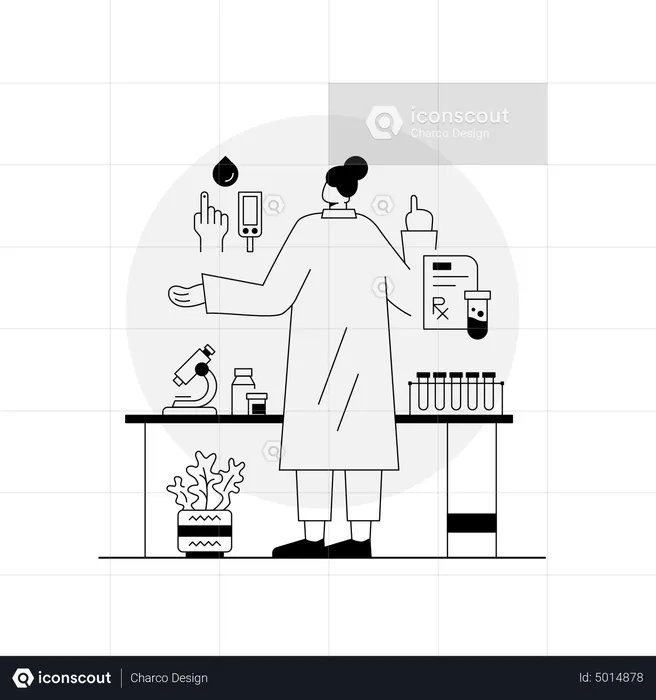 Female doctor doing sugar test of diabetic patient  Illustration