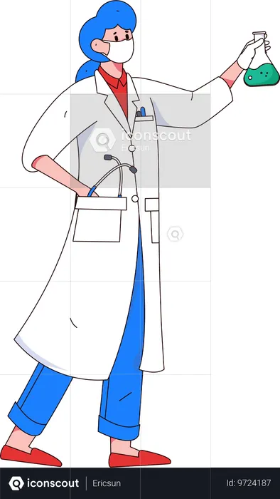 Female doctor doing test  Illustration