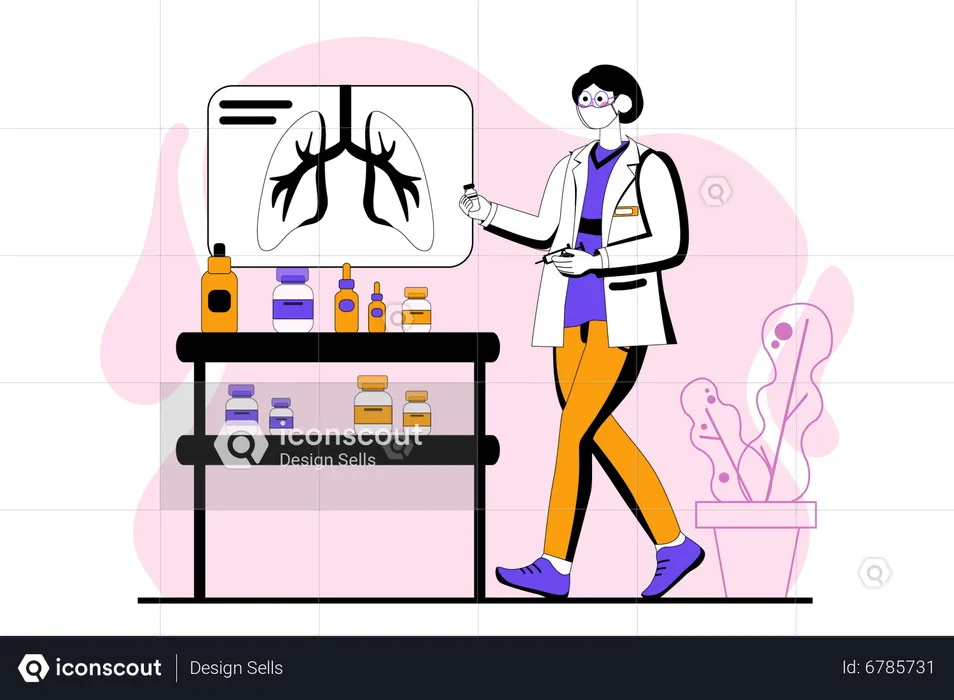 Female doctor examine lungs  Illustration