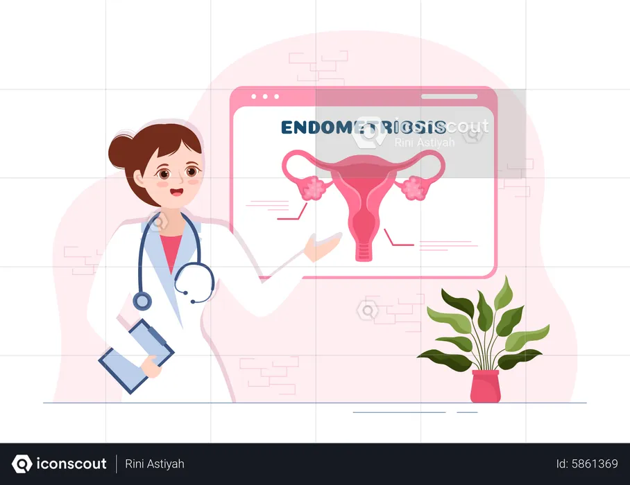 Female doctor explain Endometriosis  Illustration