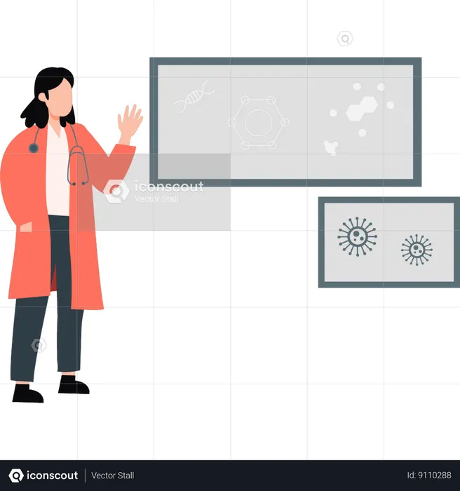Female doctor explaining about viral disease  Illustration